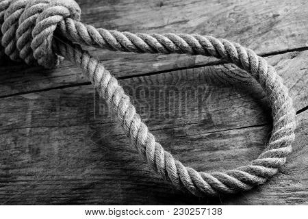 Gallows Noose Knot - Black And White Image