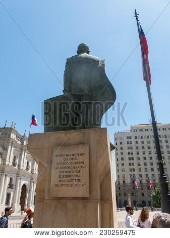Santiago De Chile, Chile - January 26, 2018: : Back Of The Monument To Chilean Statesman And Politic