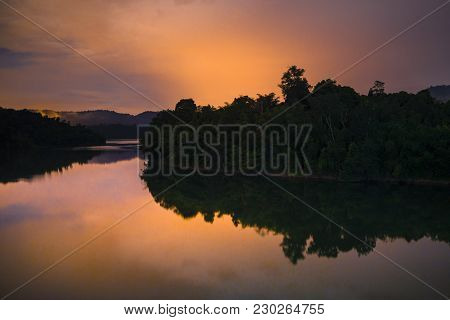 View Of Empangan Sungai Selangor Or Selangor River Dam Near Kuala Kubu Baru