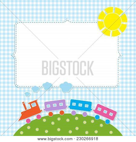 Frame With Colorful Train. Vector Childish Illustration