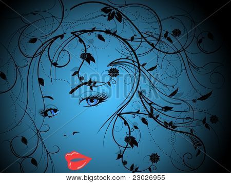 mujeres con fondo azul
