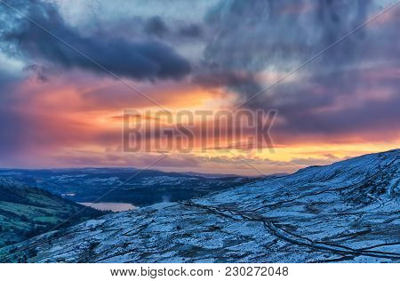 Sunset From The Kirkstone Pass, A Well Known High Level Road, In The English Lake District.