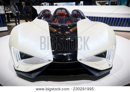Geneva, Switzerland - March 6, 2018: Techrules Ren Turbine-powered Supercar Showcased At The 88th Ge