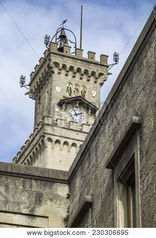 Detail Of City Hall Palazzo Pubblico In San Marino