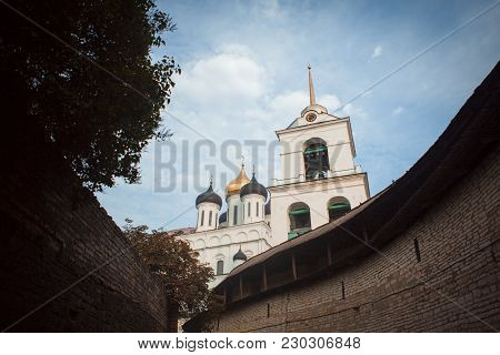 View Of Pskov Kremlin, Pskov Krom, An Ancient Citadel In Pskov Oblast, Russia