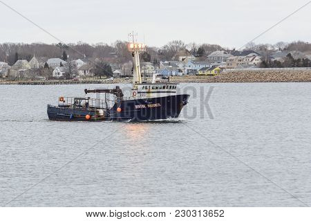 New Bedford, Massachusetts, Usa - March 9, 2018: Fishing Vessel Benthic Mariner, Hailing Port Westpo