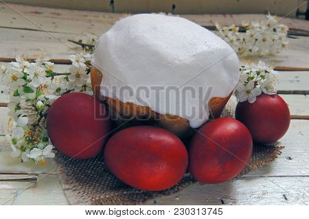 Easter Cake And Easter Eggs