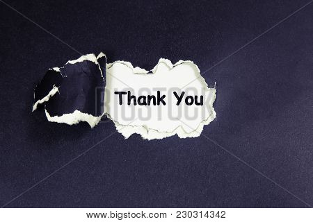 Thank You Word Written Under Torn Paper
