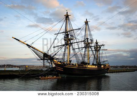 Friendship Of Salem At Sunset, In The Salem Maritime Historic Site.