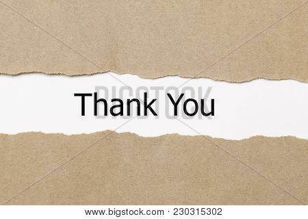 Thank You Word Written Under Torn Paper