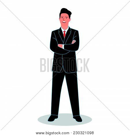 Businessman Crossed His Arms. Vector Illustration On A White Background