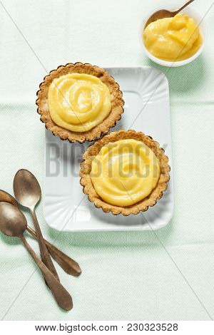 Mini Tart. And Lemon Curd. Preparing Breakfast. Space For Writing Text. Copy Space