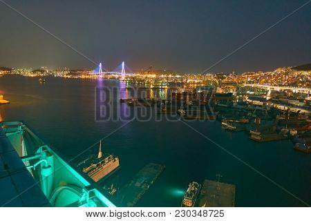 BUSAN, SOUTH KOREA - CIRCA MAY, 2017: view of Busan from Lotte Department Store. Busan, formerly known as Pusan, is South Korea's second most-populous city after Seoul.