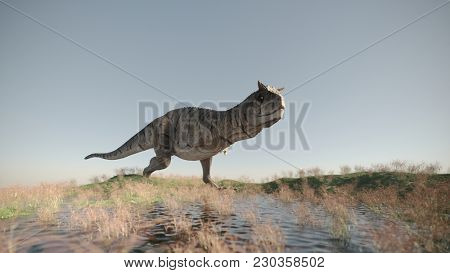 3d rendering of the hunting carnotaurus dinosaur