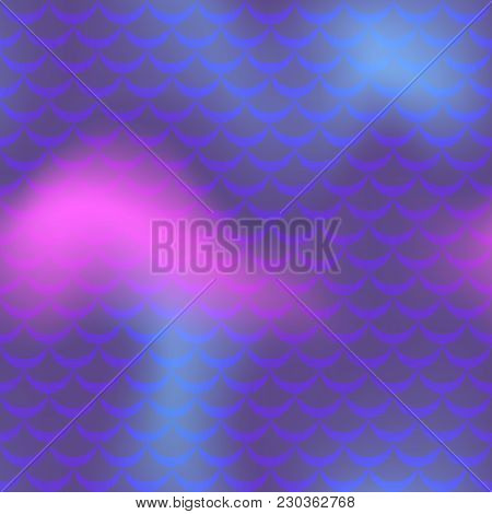 Ultra Violet Pink Mermaid Scale Vector Background. Trendy Iridescent Background. Fish Scale Pattern.