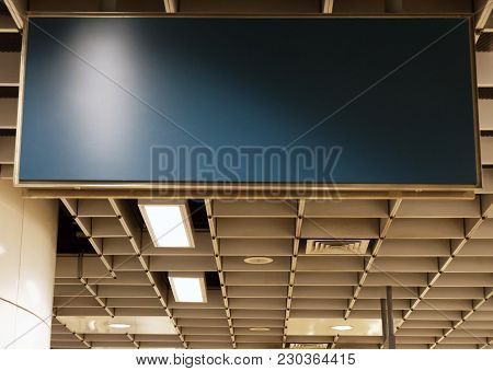 Blank Advertising Light Box On Mrt Station Mockup Of Empty, Ad Billboard On Night Mrt Station Templa