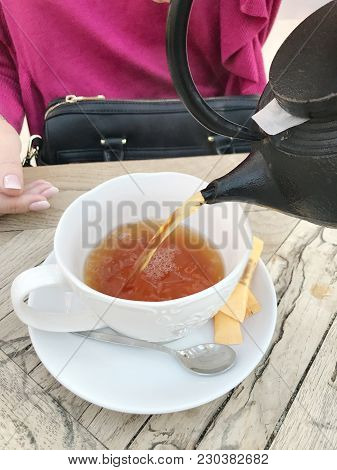 Cup Of Black Tea Color Image Stock Photos