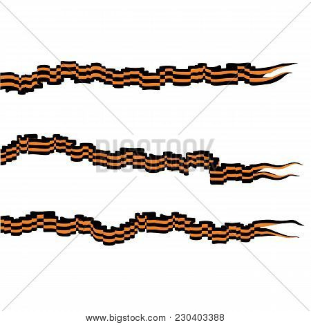 Vector Image Of Three Fluttering St. George Ribbons With Black And Orange Stripes