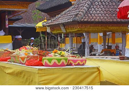Bali Offerings. Bali Offerings At Ulundanu Temple, Bedugul, Bali, Indonesia