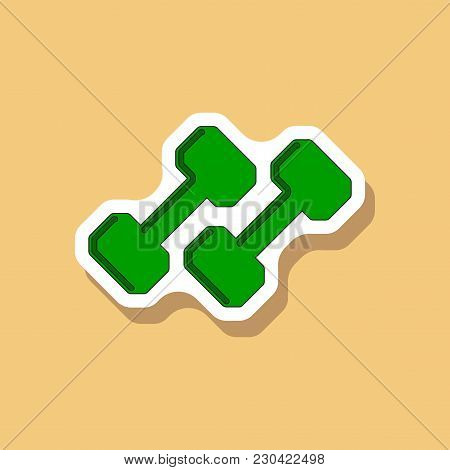 Paper Sticker On Stylish Background Dumbbells Sport