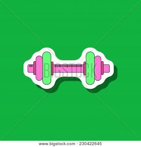 Paper Sticker On Stylish Background Dumbbell Sport