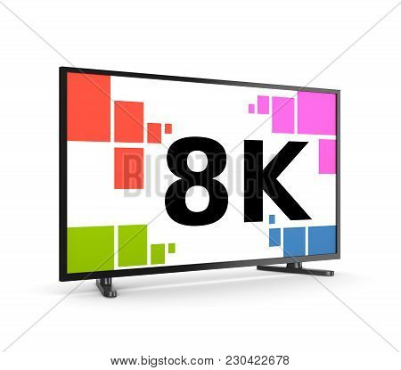 8k Ultra High Definition Television Set On White Background 3d Illustration