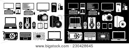 Electronic Device Icons For Web Sites, Applications For Smart Phones And Tablets. Icons Set. Compute