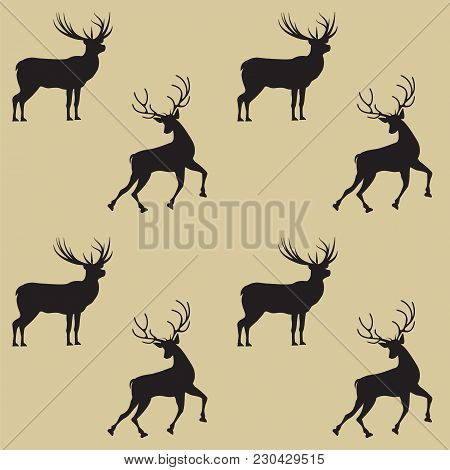 Pattern Two Deer On A Light Background - Art Abstract Creative Modern Vector Illustration