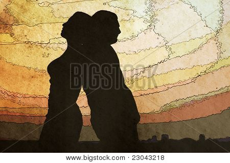 schaduw van de man en de vrouw, retro clipart