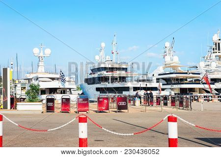 Porto Cervo, Italy - September 11, 2017: Embankment With Yachts At Porto Cervo, Costa Esmeralda, Sar