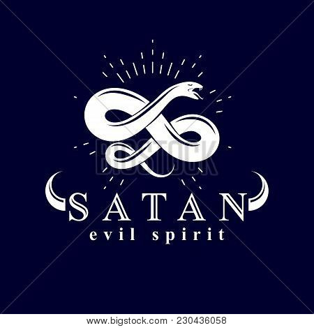 Vector Snake Symbol Created In The Shape Of Limitless. Evil Spirit Black Graphic Vector Emblem