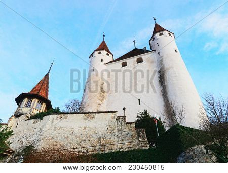 View Of Thun Castle At Stone Stairs, Switzerland. Thun Castle Is A Castle Museum In The Thun City, I