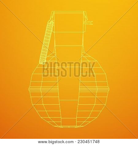 Hand Bomb Frag Grenade Wireframe Low Poly Mesh Vector Illustration