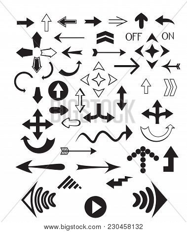 Set Of Various Black And White Arrows