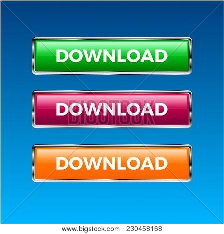 Set Of Colorful Buttons With Inscription Download