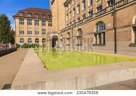 Zurich, Switzerland - 13 October, 2013: Square In Front Of The Main Building Of The University Of Zu
