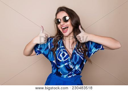 Pretty Young Sexy Fashion Sensual Woman Posing On Color Wall Background. Stylish Fashionable Blonde