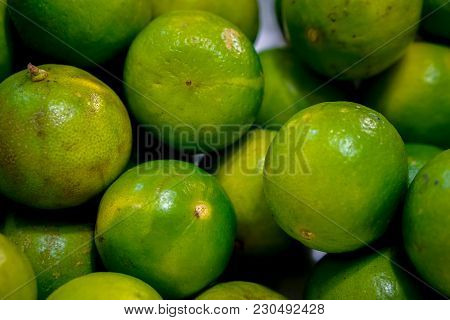 Fresh Lime Citrus Fruits In Fruit Market