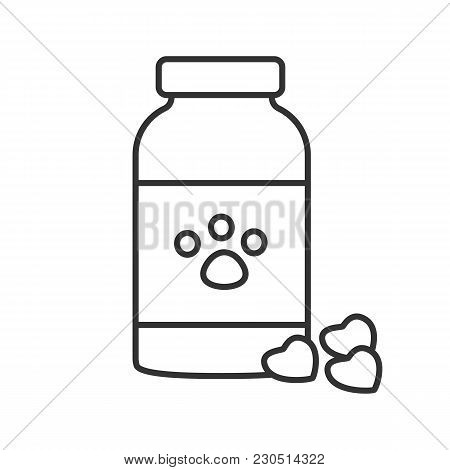 Pet Medicine Linear Icon. Thin Line Illustration. Veterinary Pharmacy. Contour Symbol. Vector Isolat