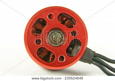 Brushless Motor With Wires Isolated On The White Background