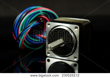 Stepper Motor With Wires And Connector Isolated