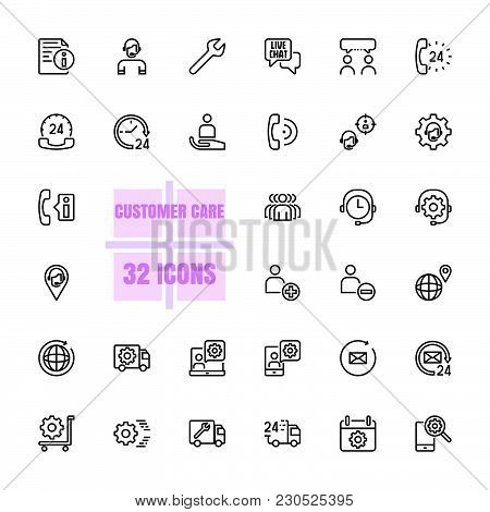 Customer Care Vector Illustration Thin Line 48x48 Pixel Perfect 32 Icon Set For Business, Customer, 