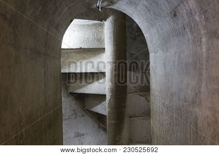 Mostar, Bosnia And Herzegovina - August 17 2017: Ancient Spiral Stone Staircase Inside Koski Mehmet 