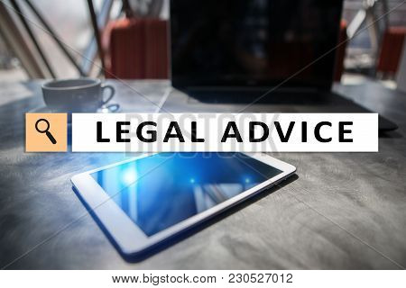 Legal Advice Ext On Virtual Screen. Consulting. Attorney At Law. Lawyer, Business And Finance Concep