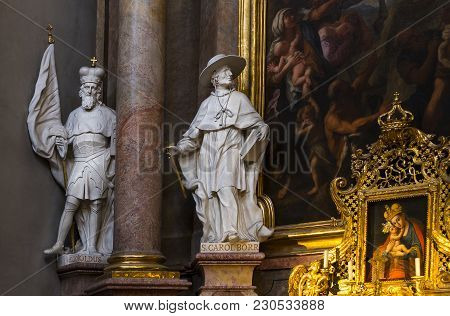 Vienna, Austria - 24 August 2017: The Interior Of The Church Of St. Peter Is A Roman Catholic Paroch