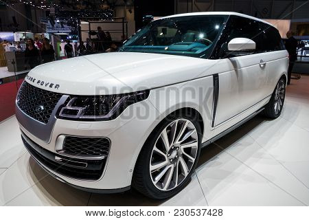 Geneva, Switzerland - March 6, 2018: Range Rover Sv Coupe Suv Car Unveiled At The 88th Geneva Intern