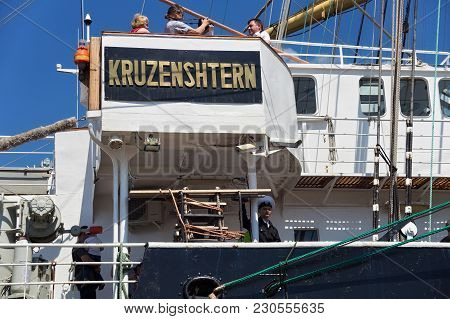 Kaliningrad, Russia - June 19, 2016: Deckhouse On The Historical Barque Kruzenshtern (prior Padua) M