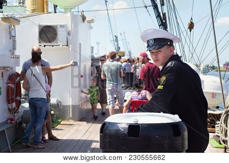 Kaliningrad, Russia - June 19, 2016: Unknown Cadet Of The Kaliningrad Marine Fisheries College On Th