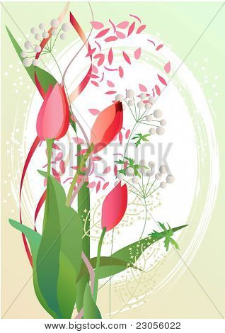 En blomstret backbround med tulipaner