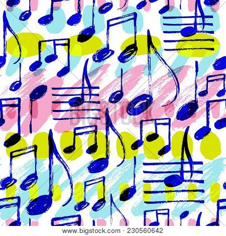 Vector Seamless Pattern With Music Notes